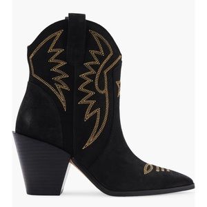 Dolce Vita Ginni Western Booties Black Embroidered